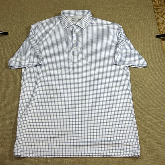 Collars & Co Other - Collars & Co Mens Dress Collar Polo Shirt XL Blue White Windowpane Check